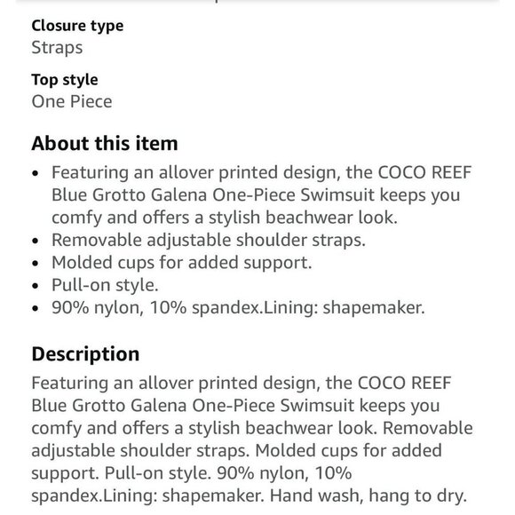 Contours by CoCo Reef NWT One Piece ShapeMaker Bra Sized Bathingsuit Size 10/34C - Picture 2 of 9